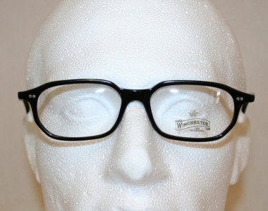 Classic acrylic plastic spectacle frames in black from The Old Glasses Shop