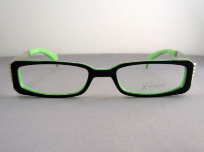 X Eyes 048 black and green vintage rectangle designer frames